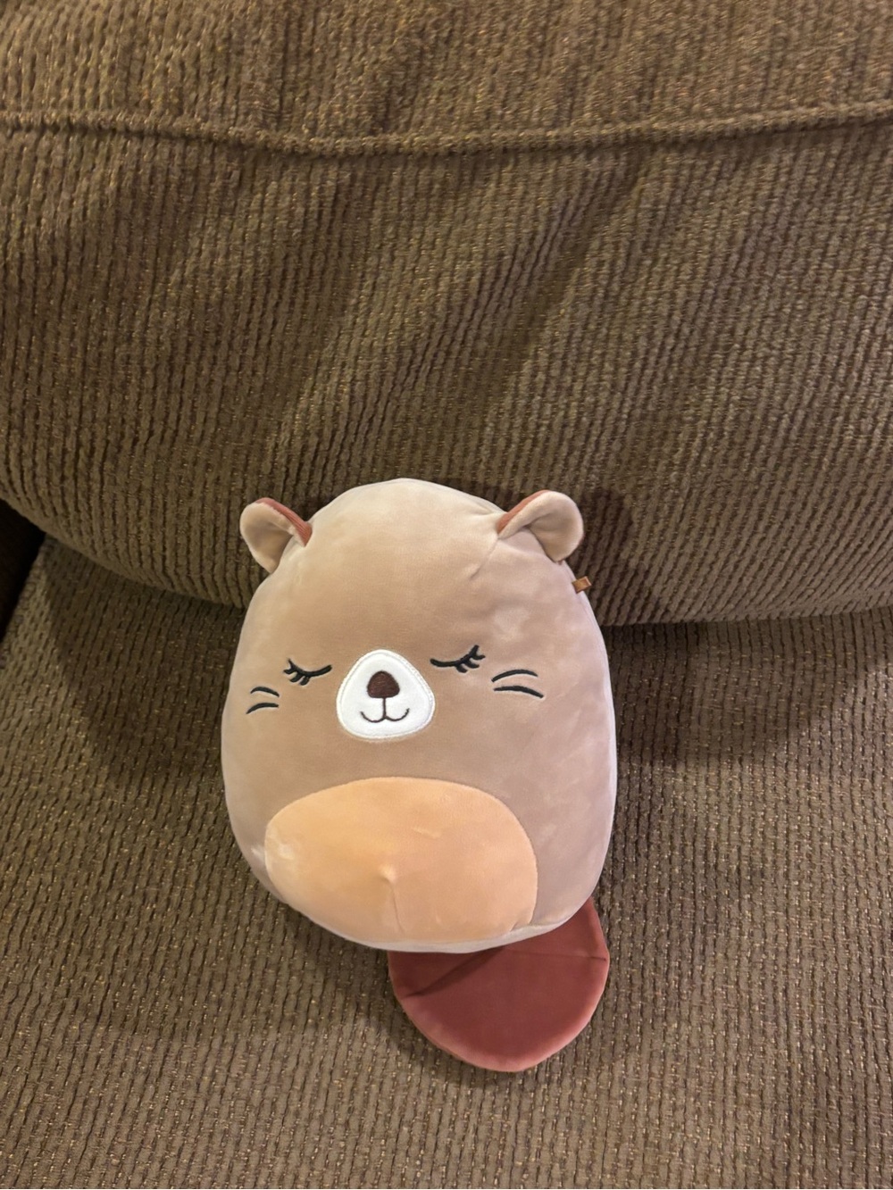 Plush Animal Pillow Soft Brown Beaver